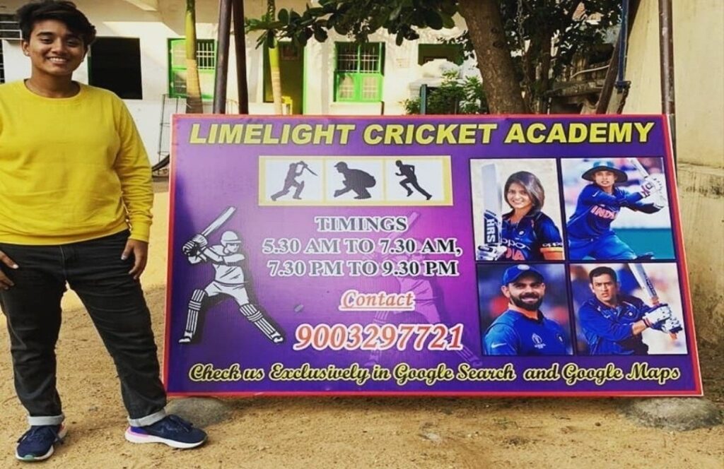 Aishvaryaa Poojaa Dhayalan Co-Founder of Limelight Cricket Academy 