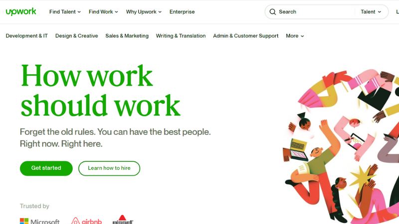Upwork allows clients to interview, hire and work with freelancers and freelance agencies through the company's platform. The client posts a description of their job and a price range they are willing to pay for a freelancer to complete it.