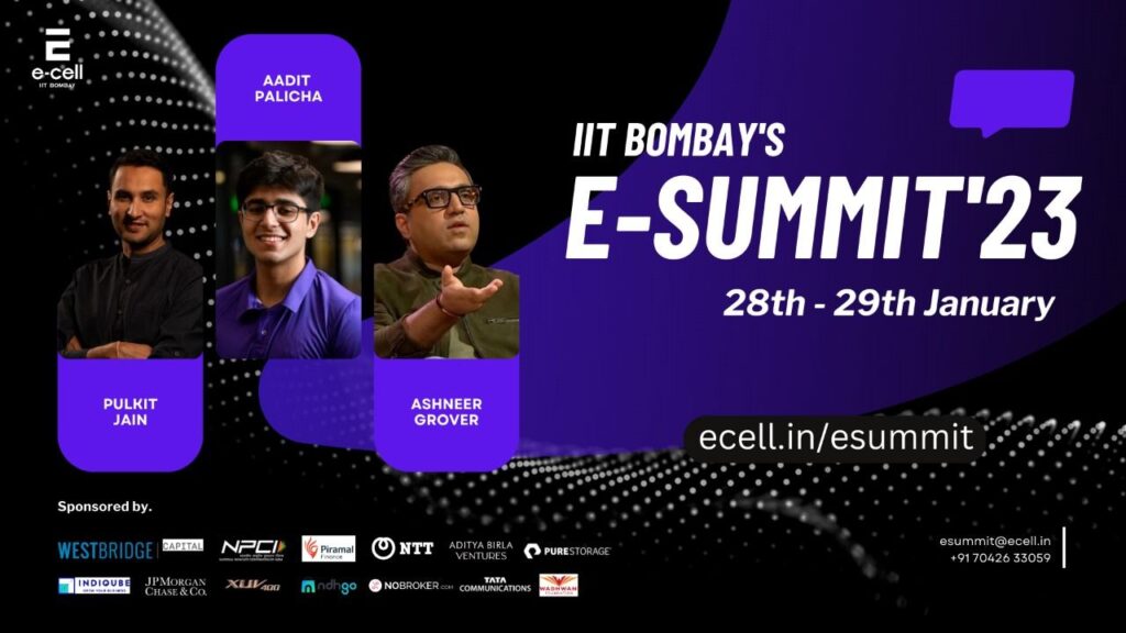 E-Cell, IIT Bombay is here for you bringing the eighteenth edition of E-Summit '23, which is going to be held on January 28th and 29th. Registration