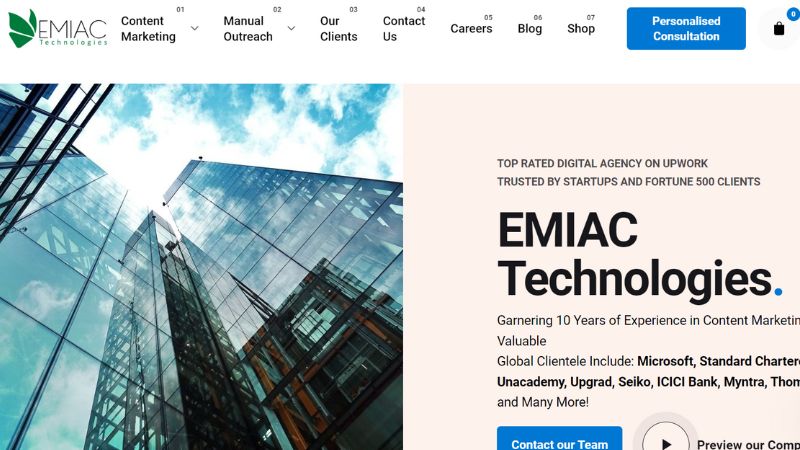 EMIAC Technologies is a content marketing agency helping businesses create and promote high-quality content.