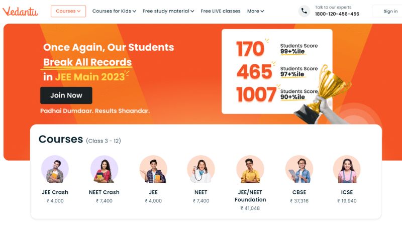 The leading EdTech startup platform in India, Vedantu, offers students personalised courses. Teachers with extensive training can provide individualised coaching to students in grades six through twelve. Through sincere interactions between students and teachers, they hope to improve learning outcomes.