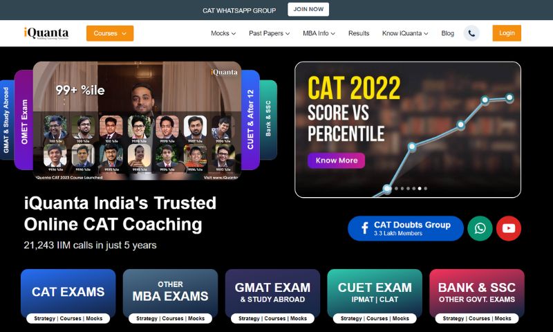 iQuanta is India's largest online CAT and Gmat preparation community. iQuanta's mission is to make high-quality education affordable for anyone aspiring to take a competitive exam.