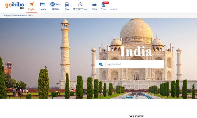 Goibibo is India's leading online travel booking brand that offers travelers a wide range of options for hotels, flights, trains, buses, and cars. Goibibo.com is experiencing tremendous growth, driven by mobile and hotels. Goibibo is number 1 in hotel booking volume in India.