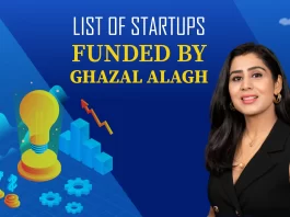 Uvi Health, Baby Chakra, Humpy A2, The Sass Bar, Watt Technologies, Nomad Food Project, Fayon Kids, Wakao Foods, Health Set Go are the startups funded by Ghazal Alagh.