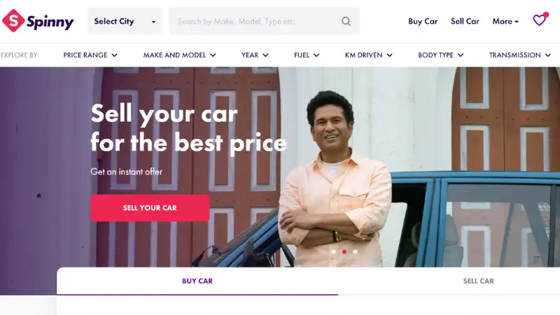 Spinny is a company that was founded in 2015 by Niraj Singh , Mohit Gupta and Ramanshu Mahaur. It runs on a thorough business plan that aims to provide openness. Importance and clarity to the purchasing and selling of old cars . Although the precise investment amount is still unknown , famous batsman Sachin Tendulkar teamed up with Spinny in 2021 as the brand’s ambassador and astute investors.