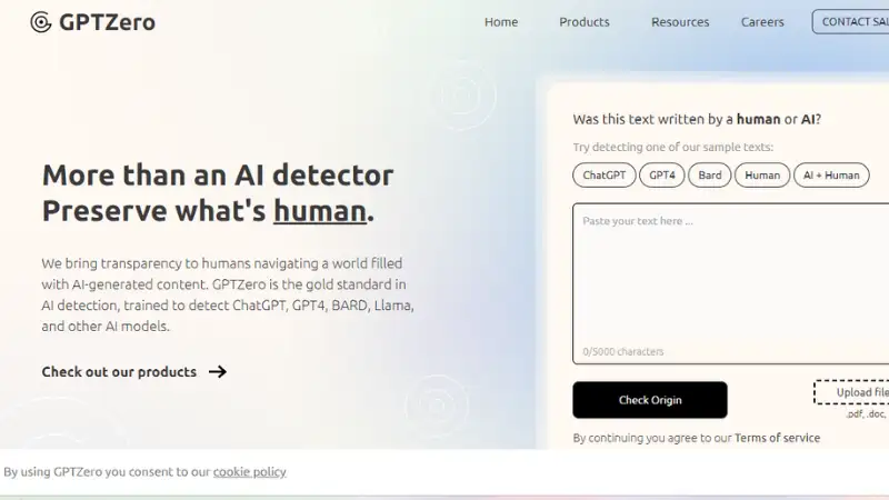 GPT Zero - AI content detector tool