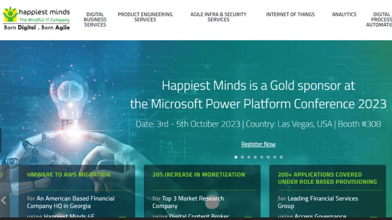 Bengaluru-based Happiest Minds Technologies is a digital transformation and IT services provider