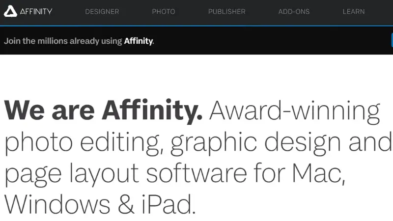 Affinity Designers - Photo editing, graphic design and page layout software.