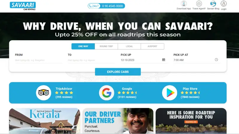 Savaari is a taxi provider as well as a car rental platform. The company is mainly known for its reliable and comfortable service for long journeys.