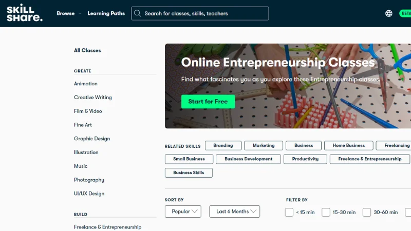 Skillshare - Providing Online Entrepreneurship Courses In India