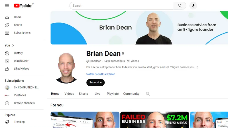 Brian Dean is one of the best YouTube channels that want to improve their website.