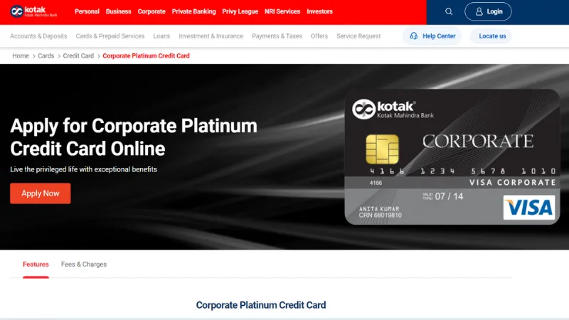 Kotak Corporate Platinum Credit Card
