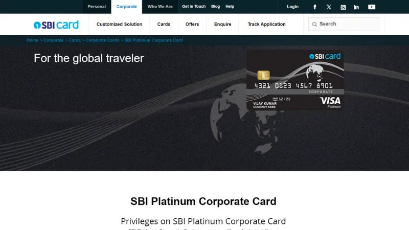 SBI Platinum Corporate Card - Best choice for small business credit cards