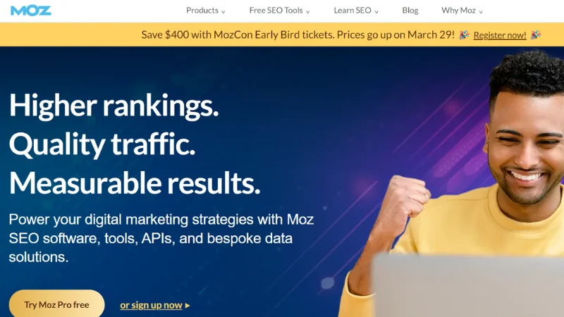 Moz - A competitor analysis tool with SEO, link building, inbound marketing, and content marketing features