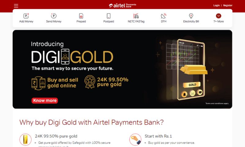 Airtel Payments Bank digital platform to invest in gold